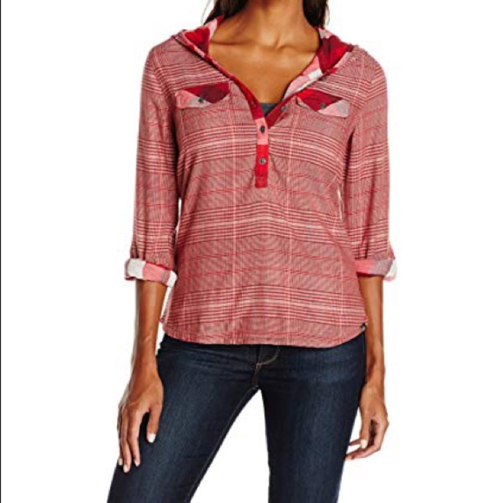 prAna Anja plaid hooded top. EUC